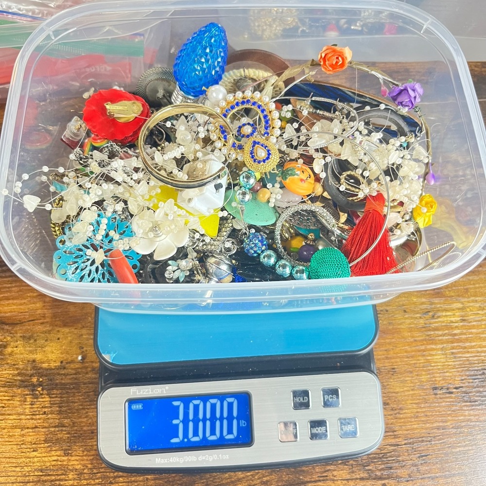Craft Bead Jewelry Lot 3 lbs Mixed Costume Jewelry DIY Upcycle Repair Supplies